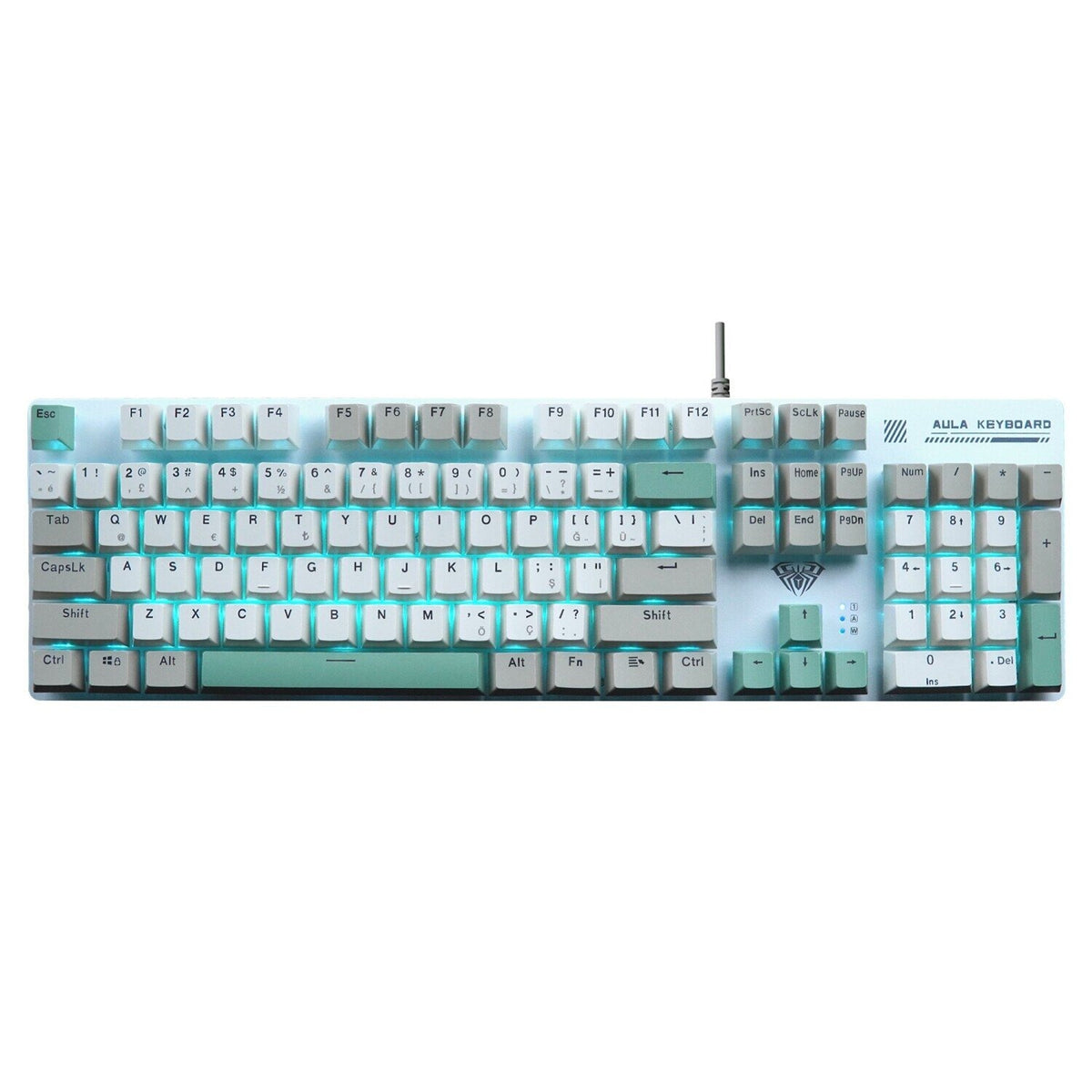 AULA S500 Mechanical Gaming Keyboard (Full-Size Layout, RGB Backlight, Mechanical Switches, Multi-Function Knob)
