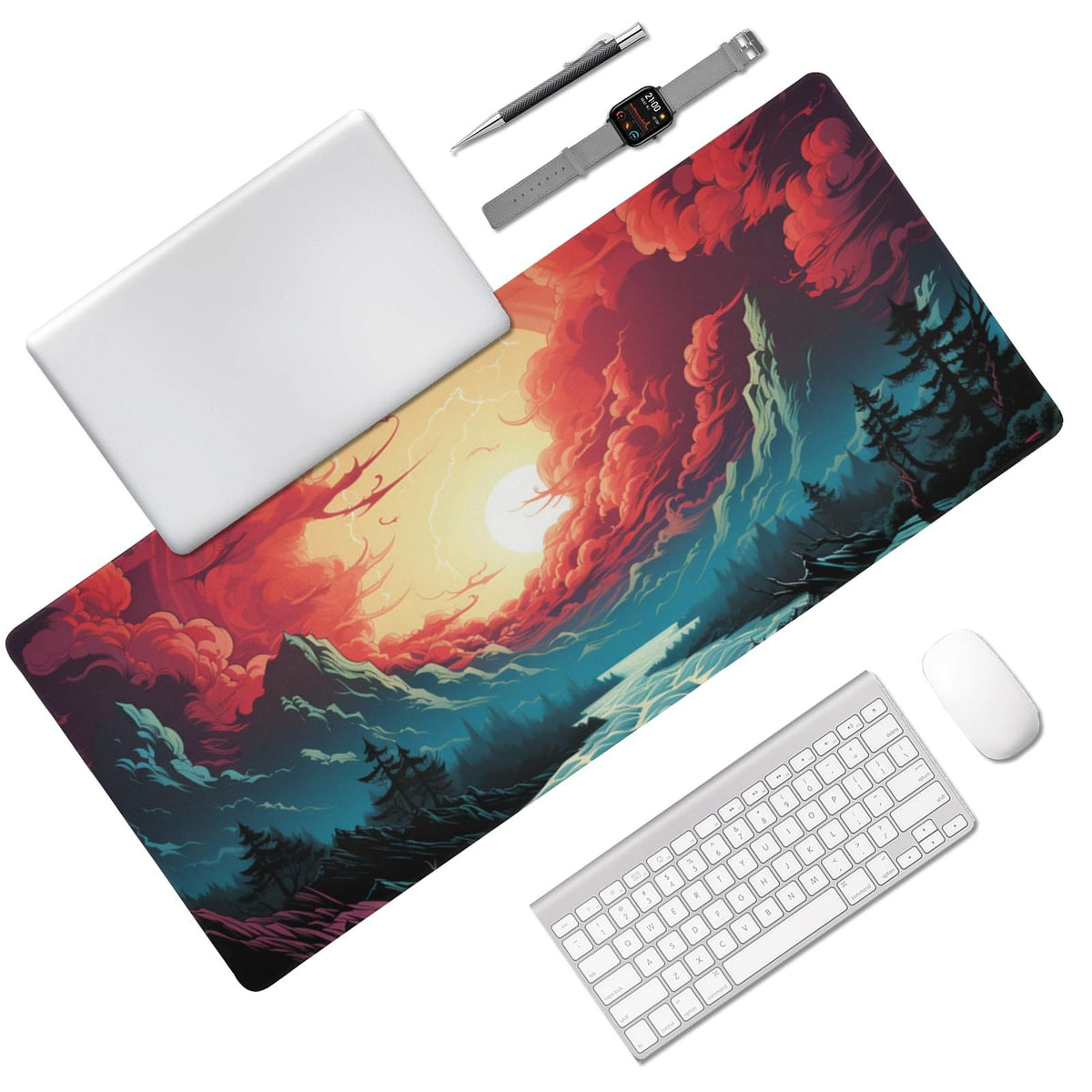XXL Extended Gaming Mouse Pad Desk Mat (900mm x 400mm x 3mm, Stitched Edges, Anti-Slip Rubber Base, Multiple Printed Designs)