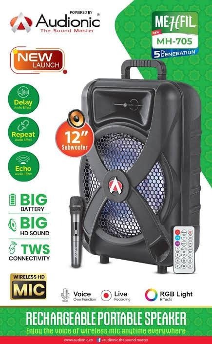 Audionic Mehfil MH-705 Portable Bluetooth Speaker with Wireless Mic
