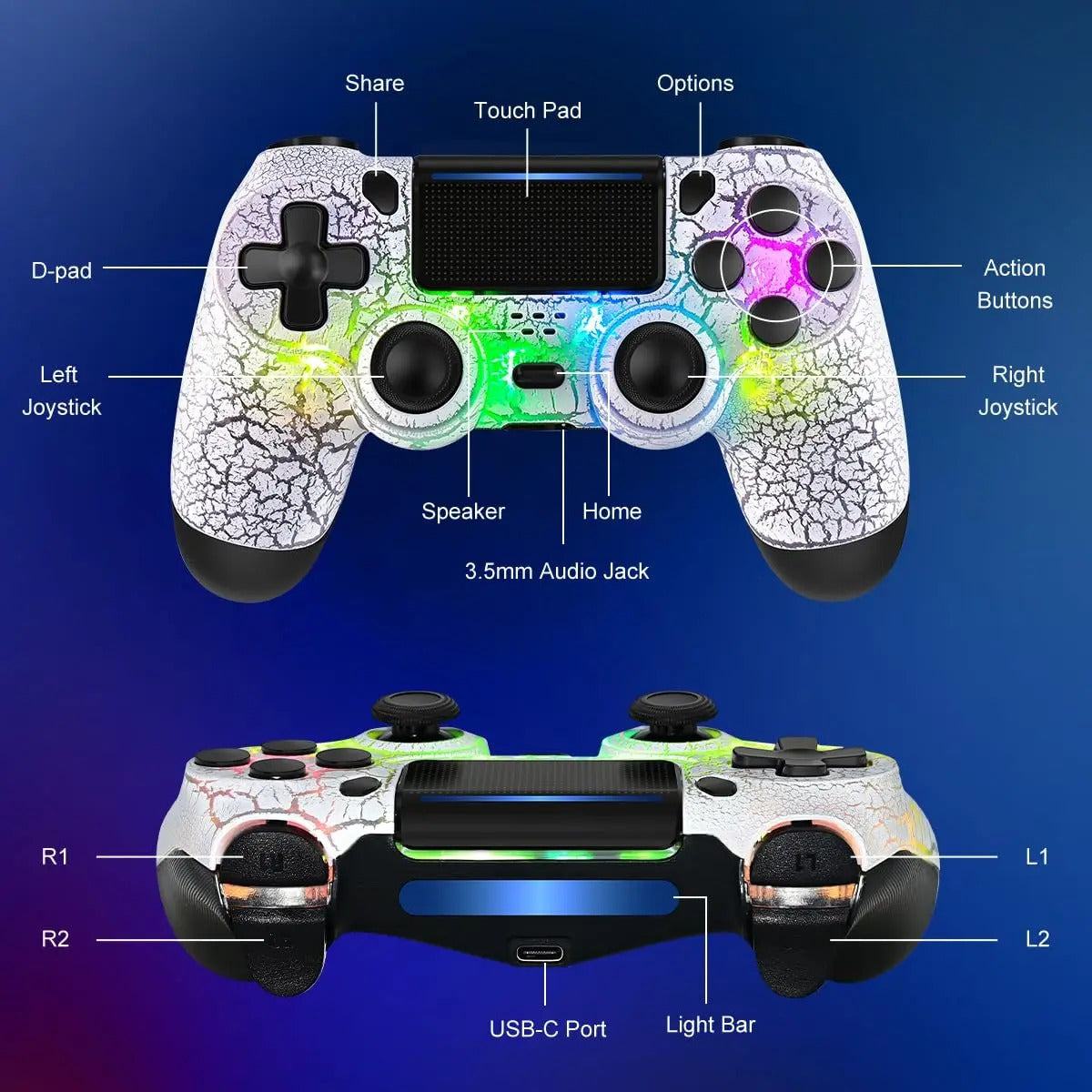 PlayX Wireless RGB Controller for PS4 and PC
