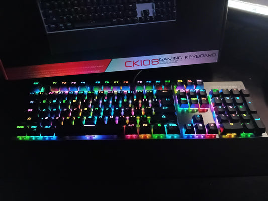 Motospeed CK108 Hot-Swap RGB Mechanical Gaming Keyboard (Full-Size 108 Keys, Aluminum Alloy Base, Detachable Wrist Rest)