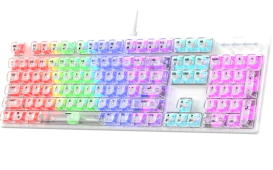 RAIKU L1000 Transparent Mechanical Gaming Keyboard (RGB Backlit, Custom Switches, Crystal Clear Chassis)
