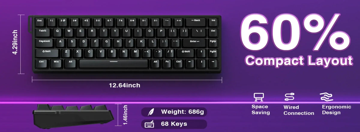 AULA WIN68 Wired Magnetic Switch Rapid Trigger Gaming Keyboard (Hall Effect Magnetic Switches, Dynamic RGB, 60% Compact Layout)