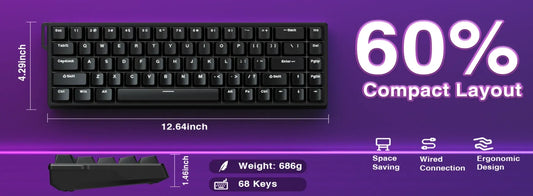AULA WIN68 Wired Magnetic Switch Rapid Trigger Gaming Keyboard (Hall Effect Magnetic Switches, Dynamic RGB, 60% Compact Layout)