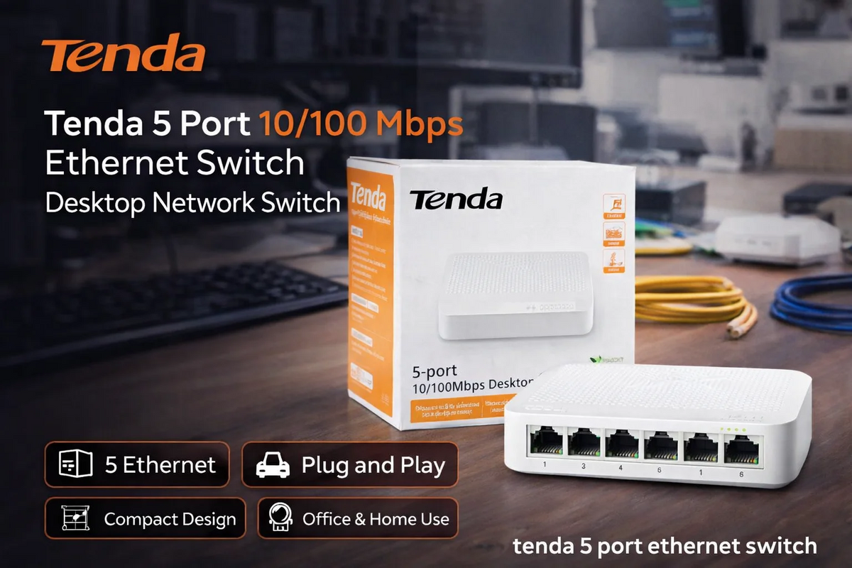 Tenda S105 5-Port Fast Ethernet Desktop Network Switch