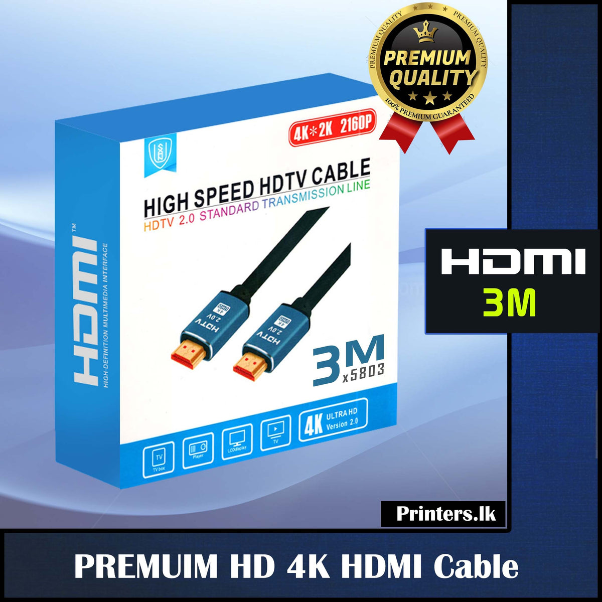 4K High-Speed HDMI Cable (3 Meter, 2.0 Ultra HD, 18Gbps,)