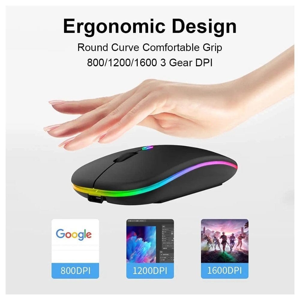 HP Dual Mode Wireless & Bluetooth Optical Mouse (RGB Lights, Silent Click, Rechargeable)