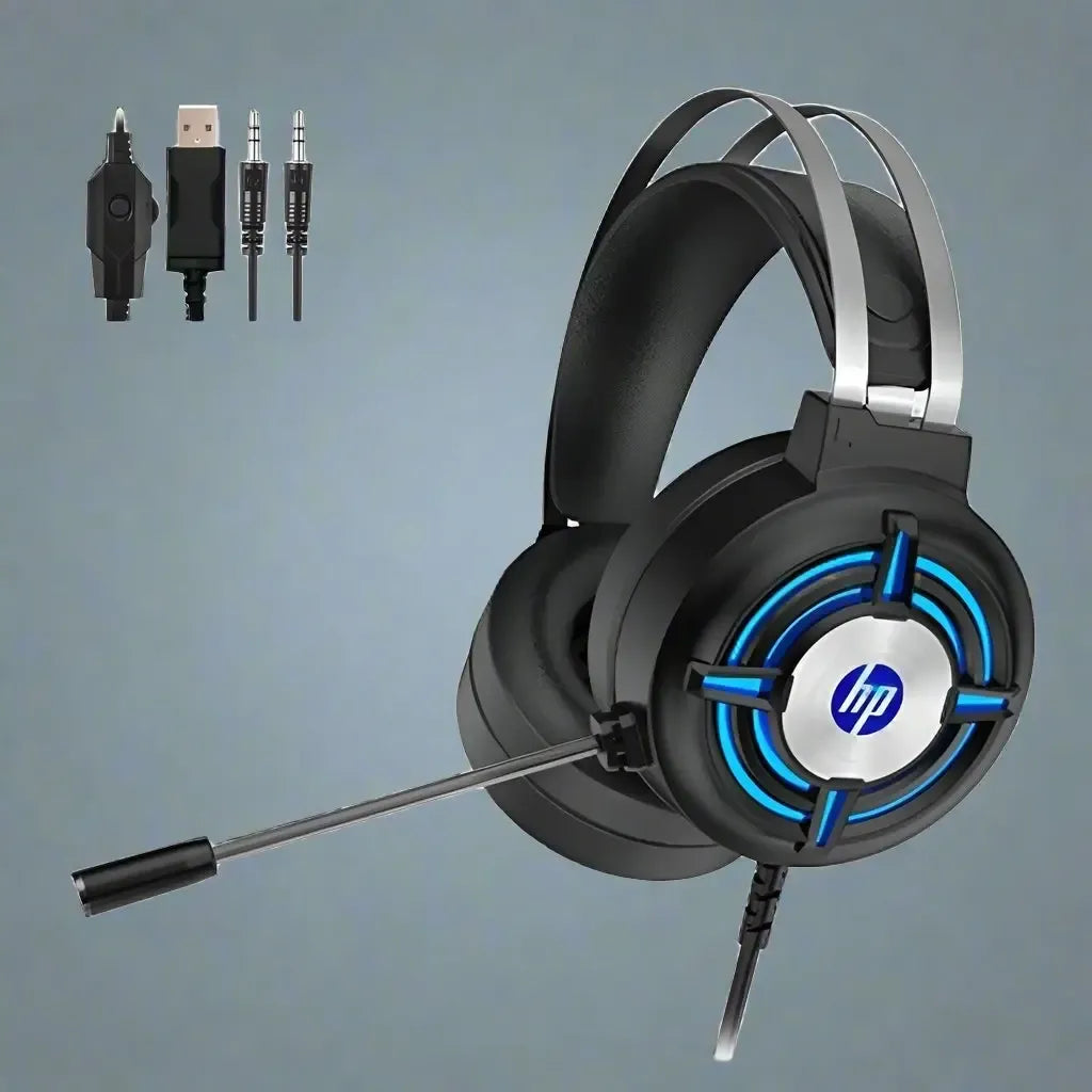 HP H120 USB & Dual 3.5mm Stereo Gaming Headset with Microphone and Inline Controls (Black)