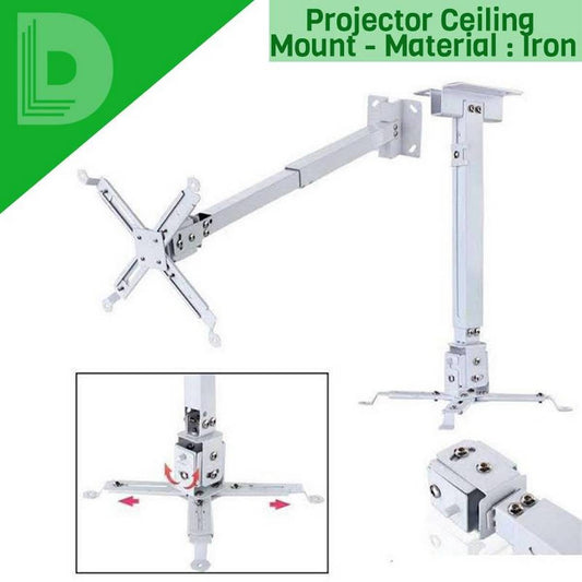 Universal Projector Ceiling Mount Bracket 3.3feet  (61cm to 100cm Adjustable Extension Pole, 360 Degree Swivel, 15° Tilt, Cable Management)