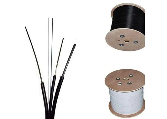 2-Core Outdoor Single Mode Drop Fiber Cable  (FTTH Self-Supporting Steel Wire Core, Black )1M