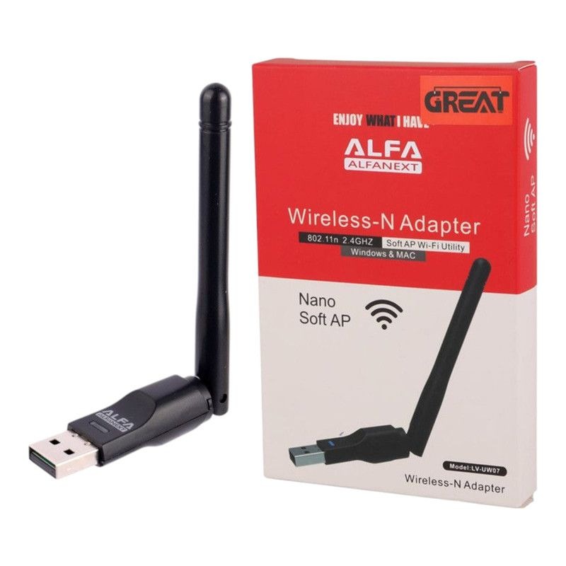 Alfa Next Wireless-N 150Mbps USB Wi-Fi Adapter with 2.4GHz High-Gain Antenna