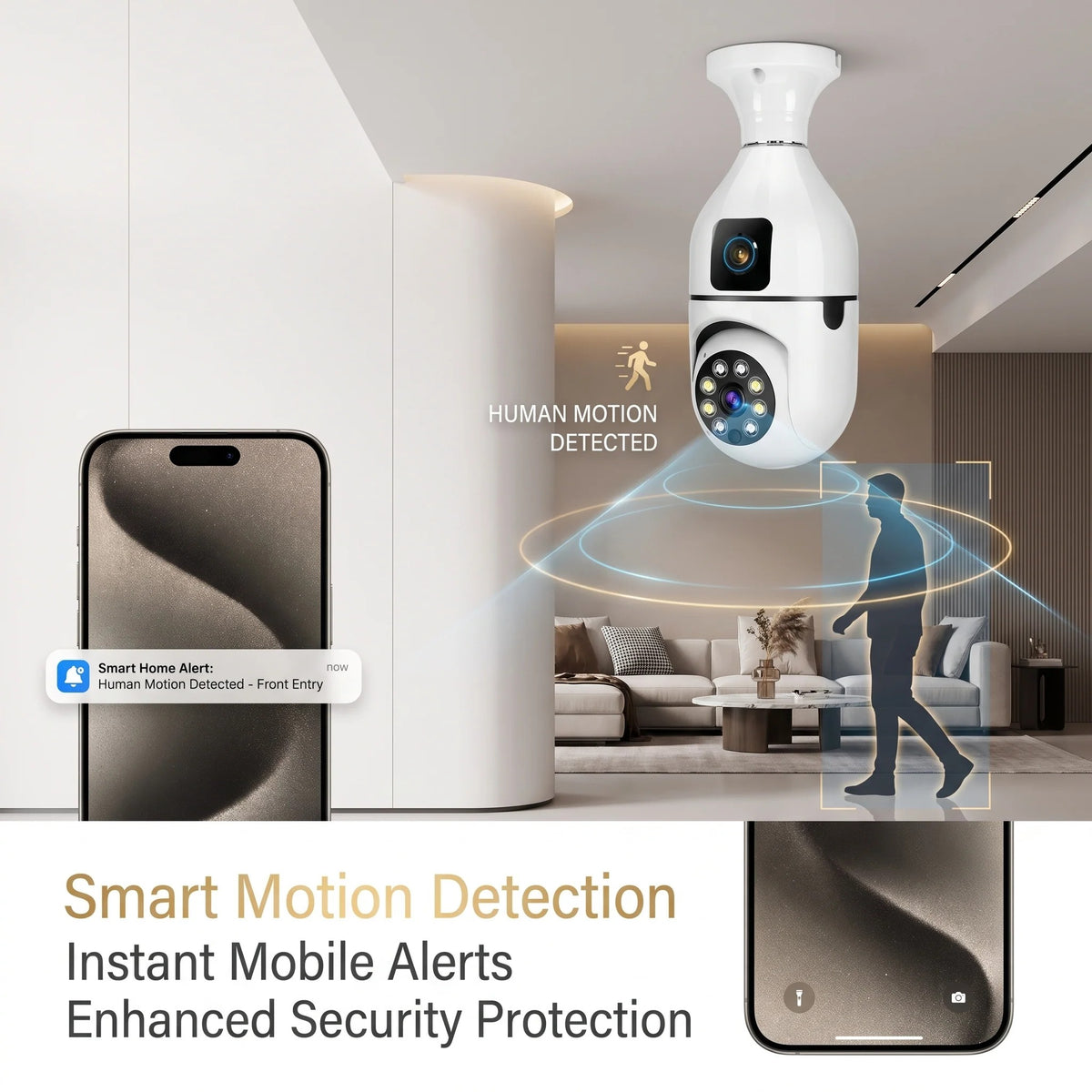 V380 Pro 2MP 1080P Full HD Wireless Wi-Fi Bulb Camera (360° PTZ E27 Bulb Holder, Night Vision, Two-Way Audio)