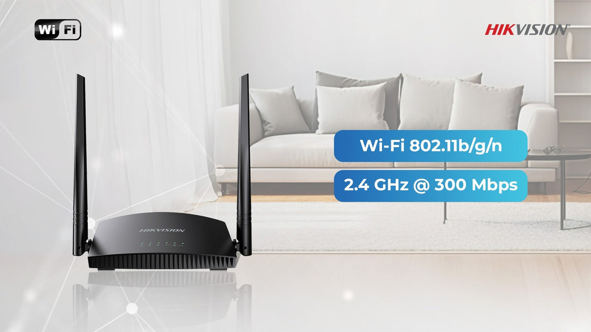 Hikvision DS-3WR3N 300Mbps Wireless N Router (Dual 5dBi High-Gain Antennas, Multi-Mode, 2.4GHz)