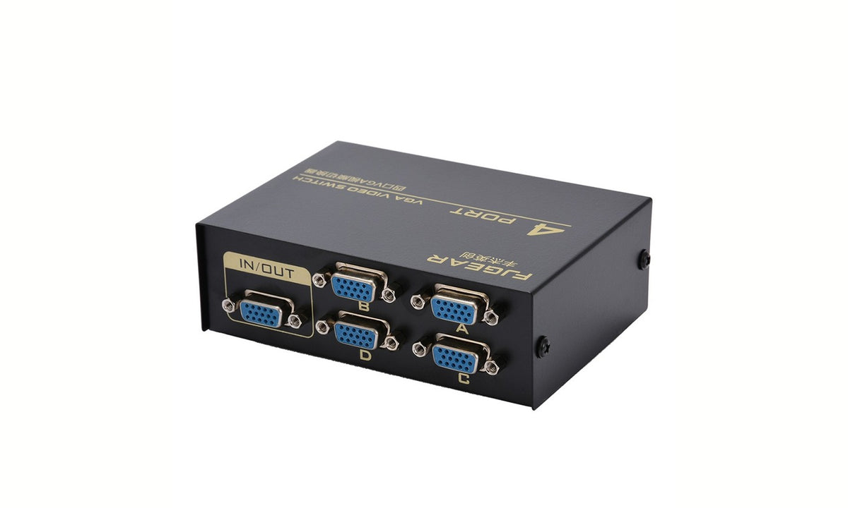 4-Port VGA Splitter 200MHz High-Resolution Video Distribution Amplifier (DC 5V Power Adapter)