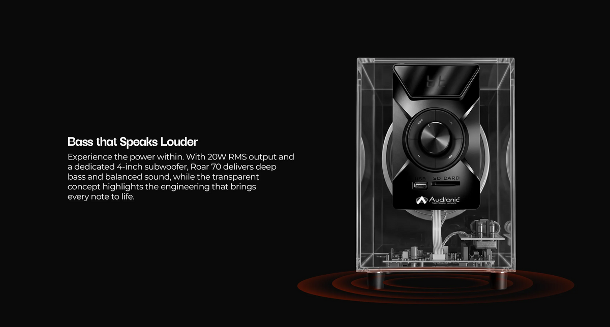 Audionic Roar 70 2.1 Channel Multimedia Speaker System with 4-Inch Subwoofer