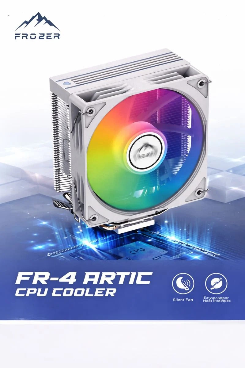Frozer FR-4 Arctic RGB CPU Cooler (Direct Contact Heatpipes, Silent Cooling Fan, Addressable RGB Lighting)