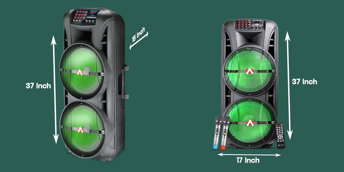 Audionic Mehfil MH-1212 Advance Dual 12-Inch Portable Bluetooth Trolley Speaker with 2 Wireless Mics