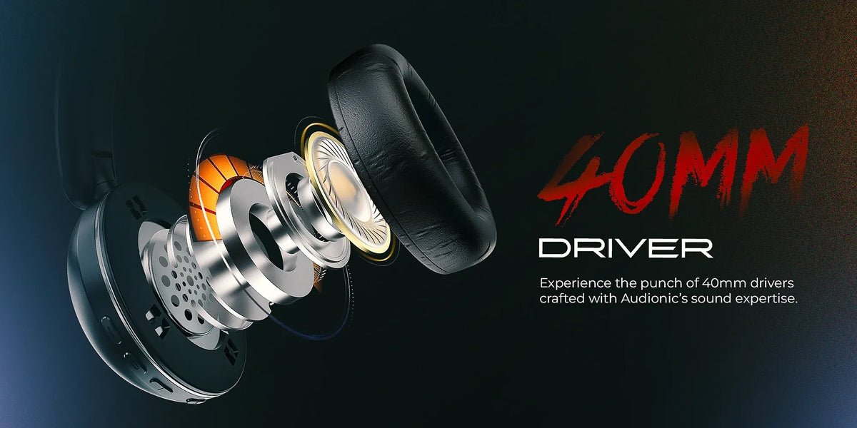 Audionic Hammer Wireless Over-Ear Gaming Headphones (Bluetooth 5.4, RGB Lights)