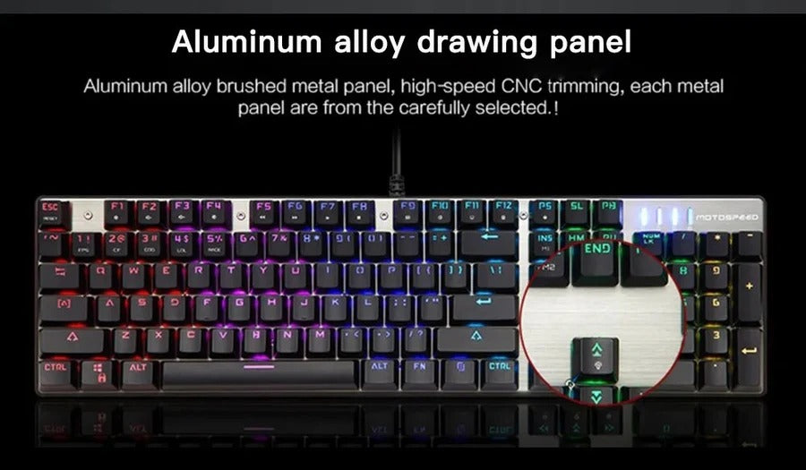 Motospeed CK104 Mechanical Gaming Keyboard (RGB Backlit, Outemu Switches, Aluminum Top Panel)