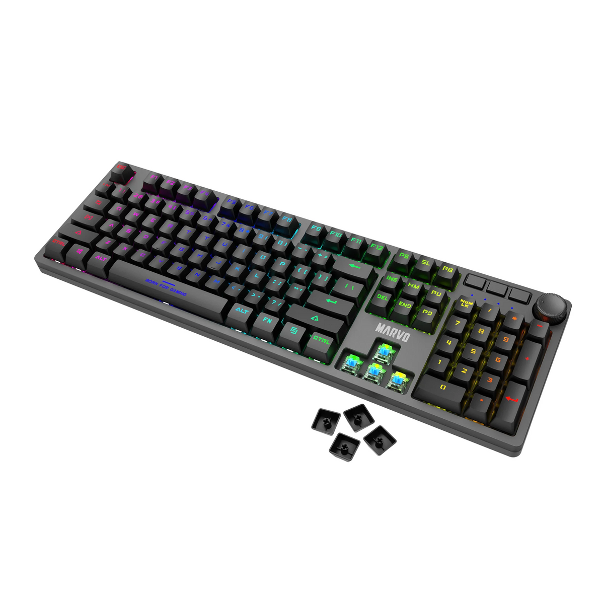 Marvo KG954 Full Size Mechanical Gaming Keyboard (Rainbow Backlight, Mechanical Switches, Double-Shot Keycaps)