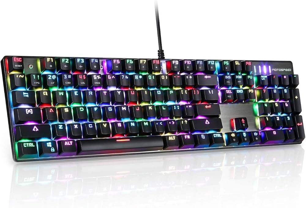 Motospeed CK104 Mechanical Gaming Keyboard (RGB Backlit, Outemu Switches, Aluminum Top Panel)