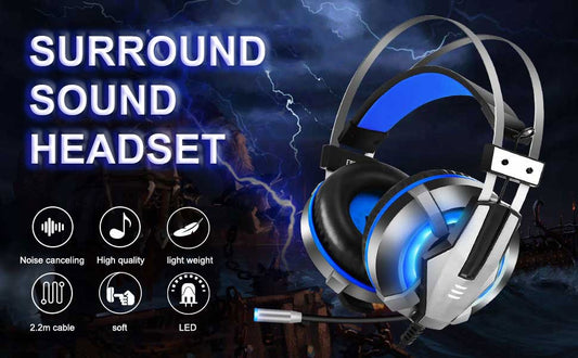 EKSA E800 Stereo Sound Wired Gaming Headset with Noise-Canceling Mic & LED Lights (3.5mm + USB)
