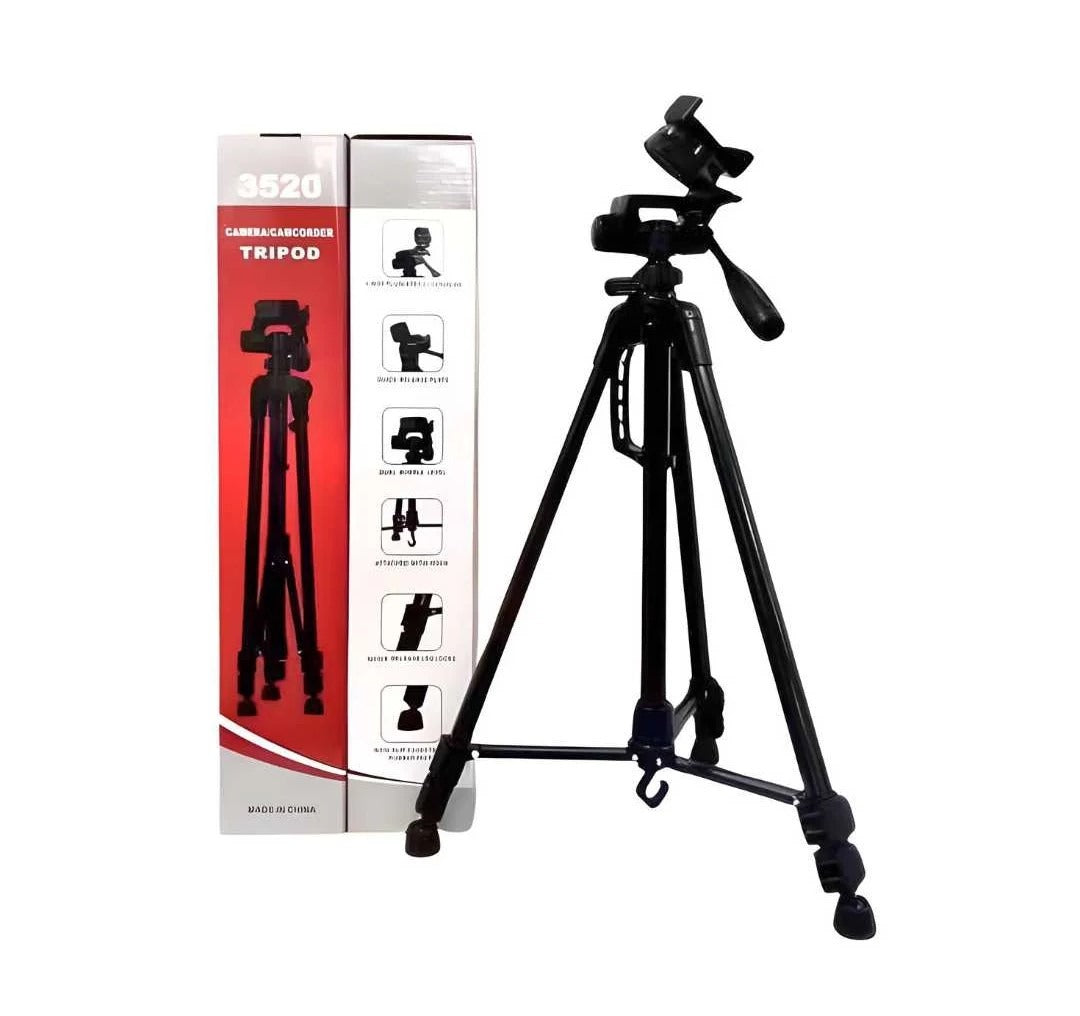 Weifeng WF-3520 Professional Lightweight Camera & Mobile Tripod Stand (3-Way Pan Head, Gear Center Column, Quick Release Plate)