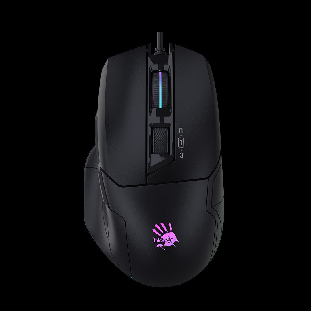 Bloody W70 Max RGB Optical Gaming Mouse (10,000 CPI Sensor, Dual Wheels, 10 Programmable Buttons)
