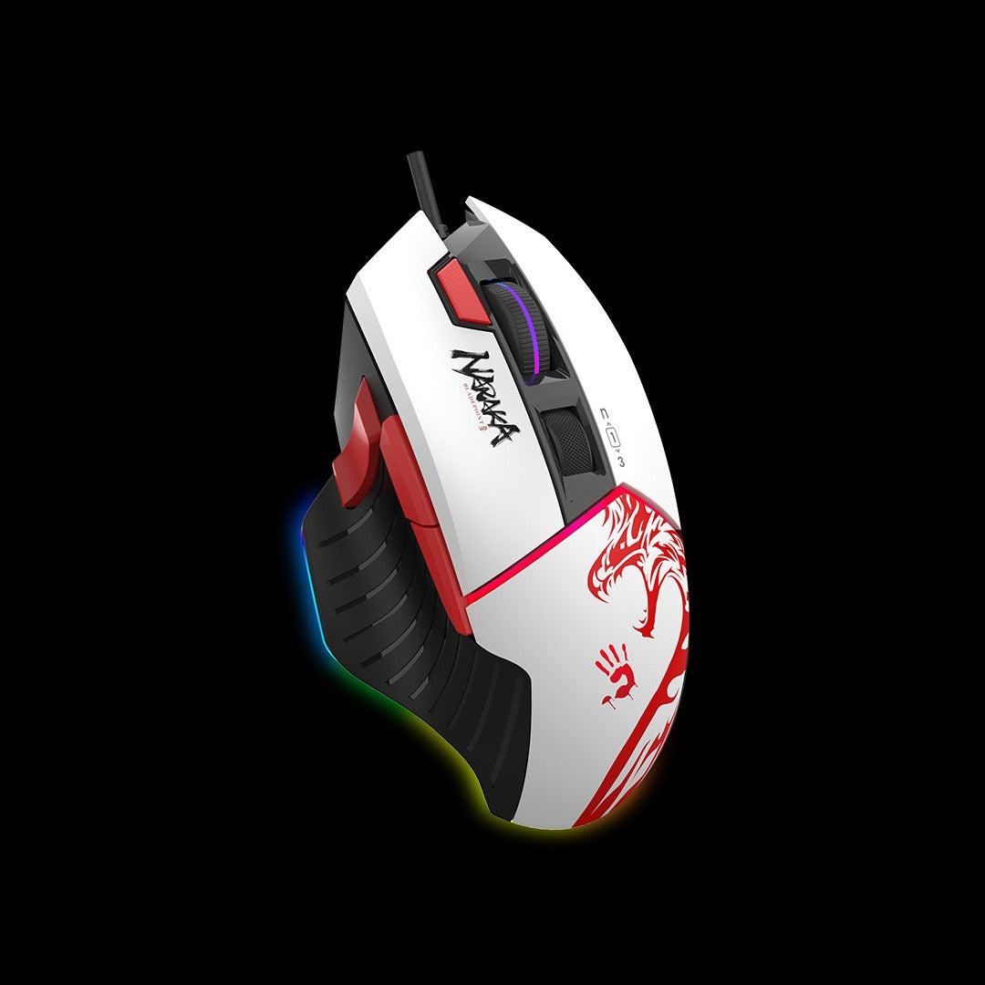 Bloody W95 Max Naraka Extra Fire RGB Optical Gaming Mouse (12,000 CPI Sensor, BC3332-A Engine, Extra Fire Wheel)