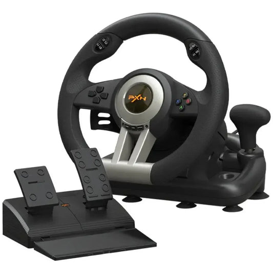 PXN V3Pro Gaming Steering Wheel & Pedal Set (180° Ergonomic Racing Wheel, Dual Vibration Motors, Multi-Platform USB Wired)