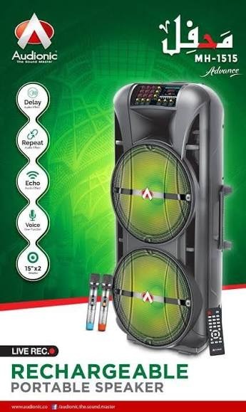 Audionic Mehfil MH-1515 Advance Double 15-Inch Portable Trolley Speaker