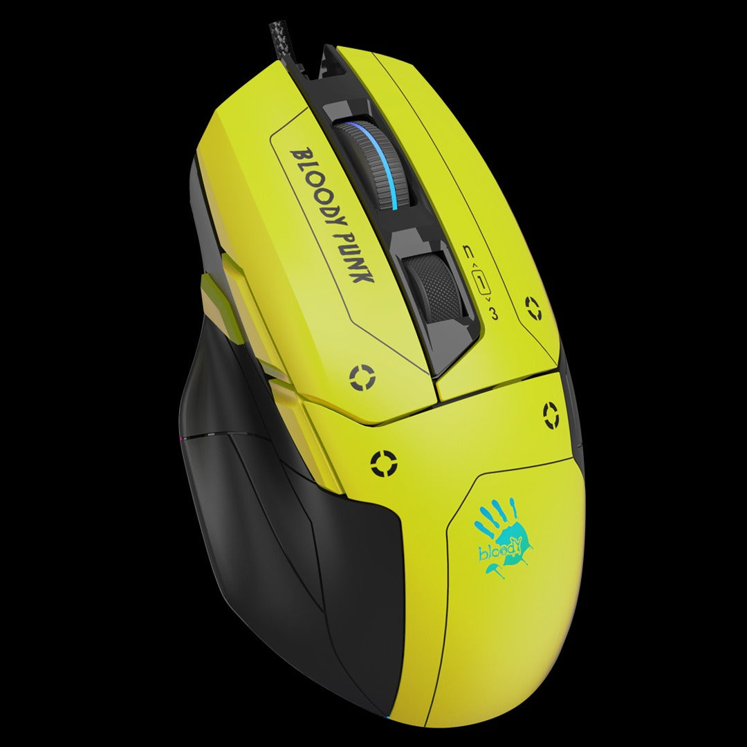 Bloody W70 Max RGB Optical Gaming Mouse (10,000 CPI Sensor, Dual Wheels, 10 Programmable Buttons)