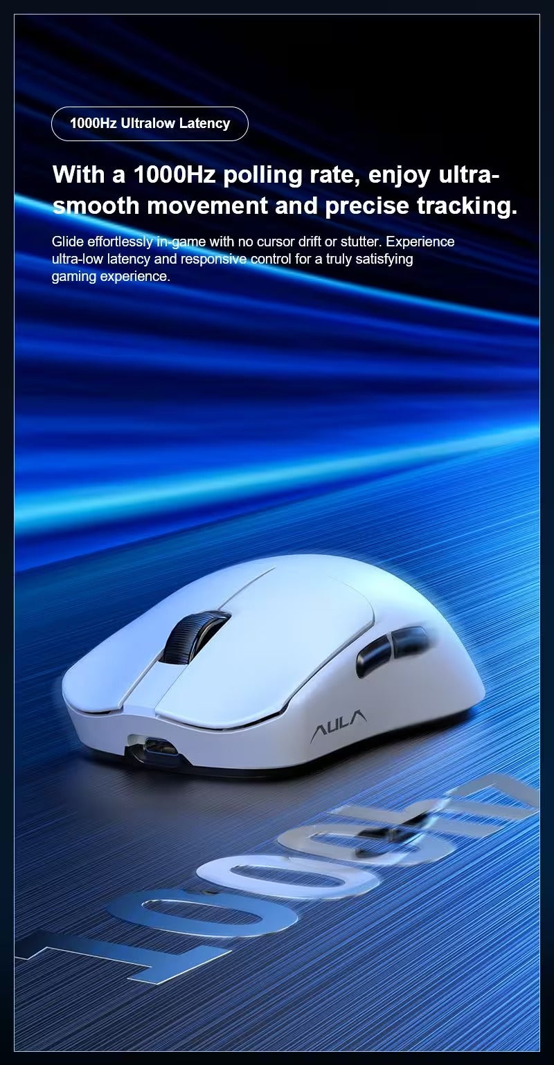 AULA SC380 Pro Tri-Mode Lightweight Wireless Gaming Mouse with Charging Dock (PAW3311 Sensor, 12000 DPI, 1000Hz Polling Rate, 55g Ultra-Light)