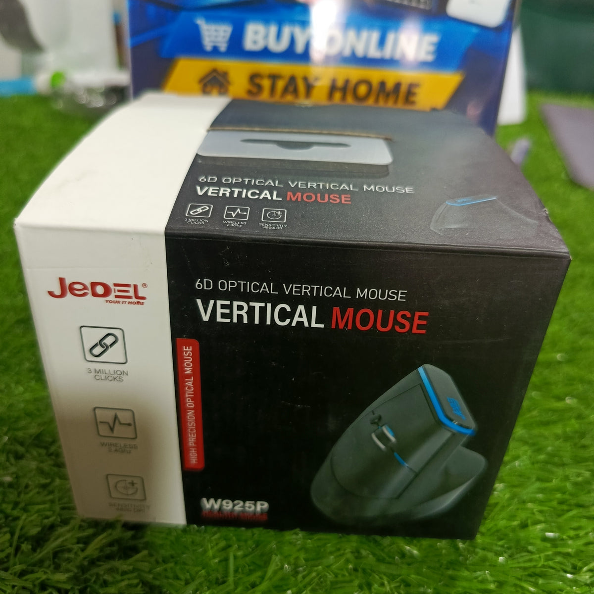 JEDEL W925P Dual-Mode Bluetooth & 2.4GHz Wireless Rechargeable Ergonomic Vertical Mouse (RGB Lighting, Silent Clicks)